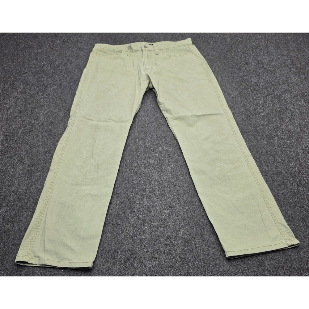 Lucky Brand Pants Mens 34x32 Olive Green Canvas Straight Leg Stretch 7MP2050